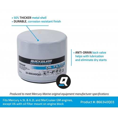 866340Q03 Quicksilver Mercruiser Oil Filter Liverpool Power Boats